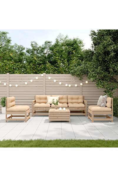 vidaxl Set mobilier de gradina cu perne, 6 piese, lemn masiv de pin