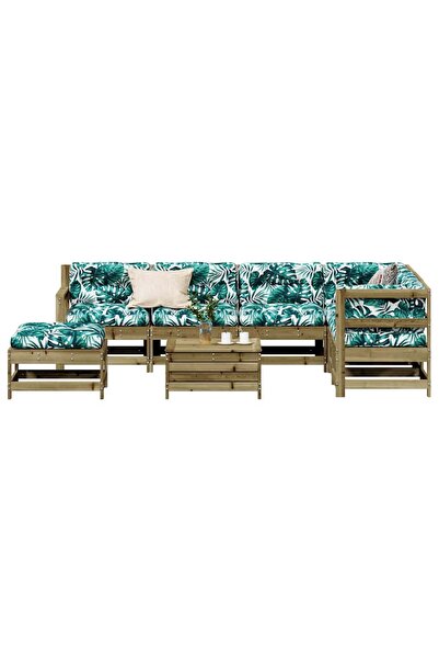 vidaxl Set mobilier de gradina cu perne, 8 piese, lemn de pin tratat