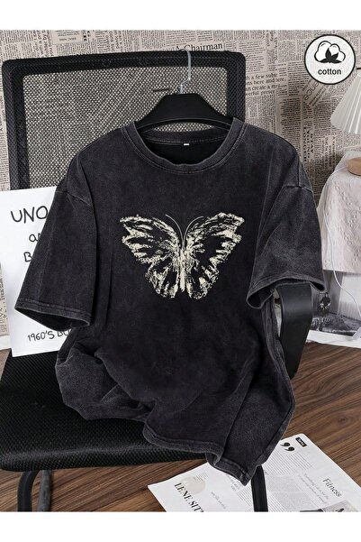 ZAVIXO Unisex Oversize Washed T-Shirt Casual Street Style Vintage Effect Comf...