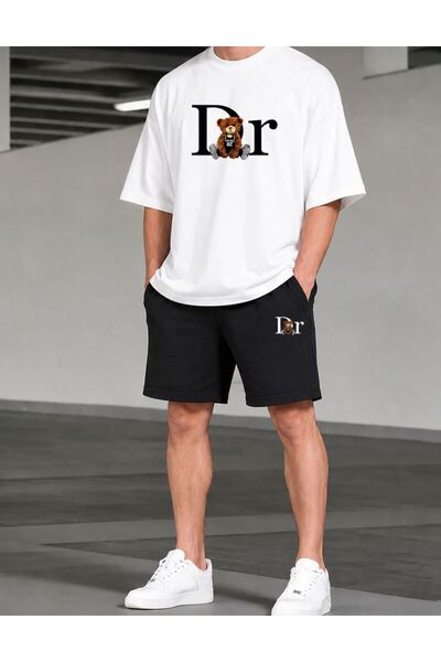 HerTarzınTrendi Men's Dr Teddy Bear Printed Crew Neck Oversize T-Shirt Shorts...