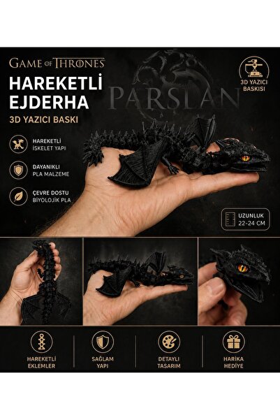 PARSLAN Hareketli Ejderha Figürü (Game Of Thrones) Yavru Ejderha