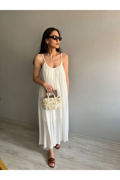 Niceboutique İp Askılı Astarlı Salaş Midi Elbise