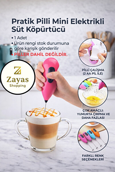 Zayas Shopping Zayas Pratik Pilli Mini Süt Köpürtücü ve Yumurta Çırpıcı