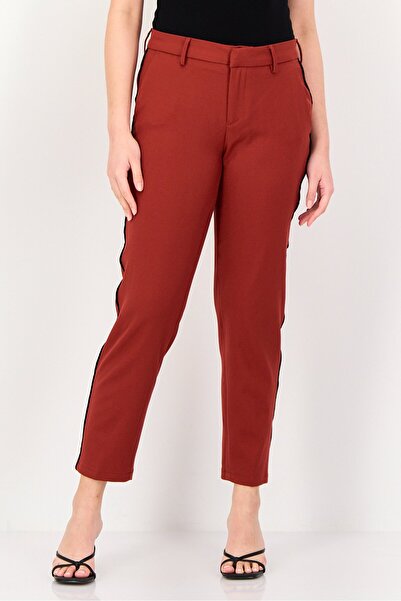 Reiko Women Cigarette Fit Solid Straight Leg Pants, Rust