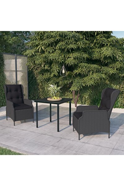 vidaxl Set de mobilier pentru gradina, 3 piese, gri a®nchis