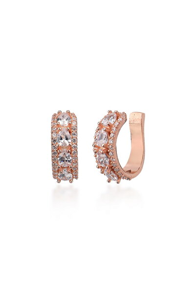Emiliano Jewellery Zirkon Taşlı Rose Altın Kaplamalı Kıkırdak Gümüş Küpe