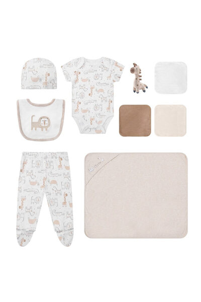 Infancie Baby gift set 10-piece cotton animal print - - size 3-6 months