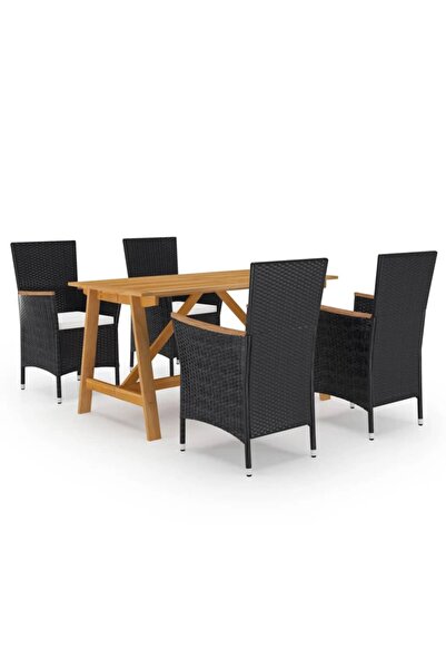 vidaxl Garden furniture set, 5 pieces, black