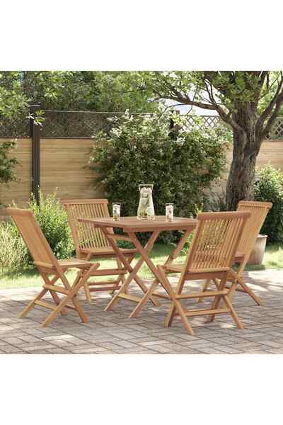 vidaxl Set mobilier de gradina, 5 piese, lemn masiv de tec
