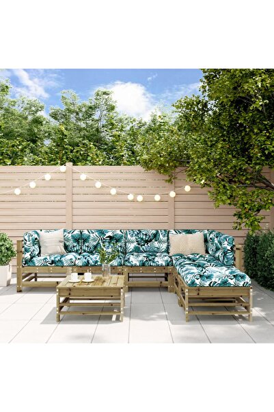 vidaxl Set mobilier de gradina cu perne, 7 piese, lemn de pin tratat