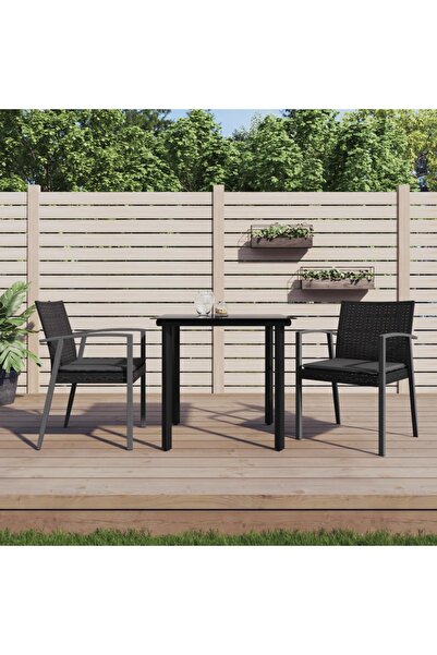 Concept Set mobilier de grădină cu perne, 3 piese, poliratan și oțel
