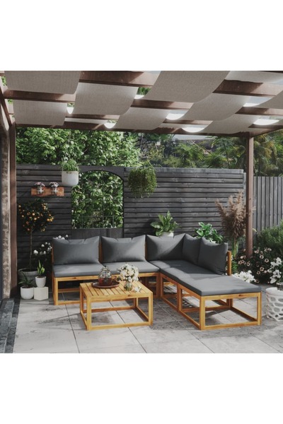 vidaxl Set mobilier gradina cu perne, 6 piese, lemn masiv acacia