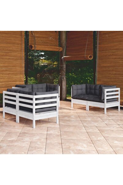 vidaxl Set mobilier de gradina cu perne, 6 piese, lemn masiv de pin