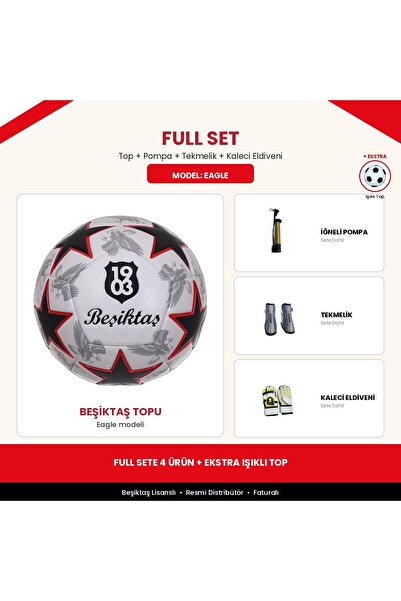 Beşiktaş Lisanslı Eagle 5 Numara Futbol Topu + Pompa + Tekmelik + Eldiven + H...