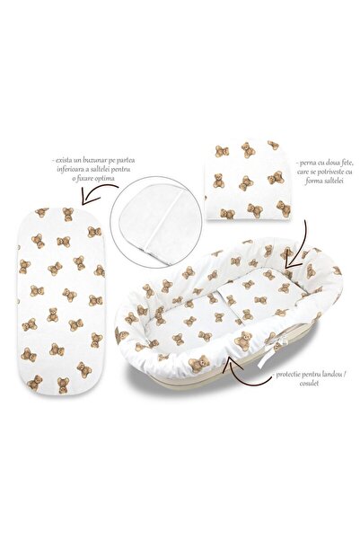 Qmini Set pentru landou/cosulet, Qmini, Cu protectie, saltea si pernuta, Din ...