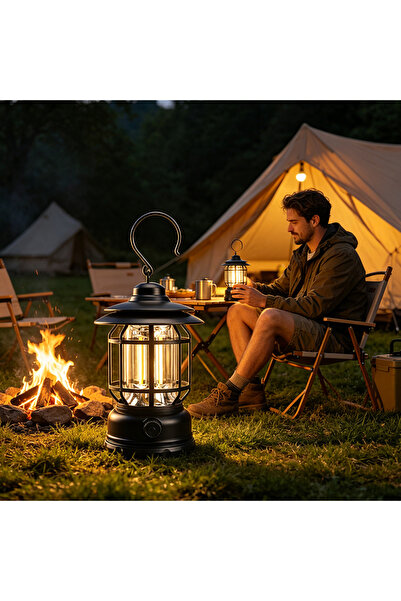 Fikpoo 1pc Rechargeable Handheld Lamp, Retro Portable Lantern Tent Lamp, Pend...