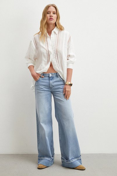 Never more Transparent patterned organza shirt white