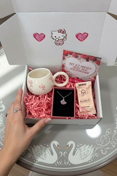 Perry Accesories kararmaz çelik pembe kuğu kolye seramik kupa ve kahve hediye...