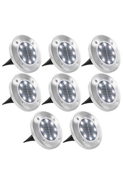 vidaxl Lampi solare de sol, 8 buc., alb, becuri LED