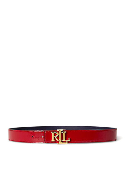 Ralph Lauren Γυναικεία Δερμάτινη Ζώνη Διπλής Όψεως Κόκκινη/Navy Μπλε 412P1021...