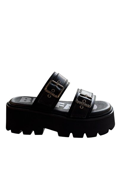 Buffalo Γυναικείες Brake Two Strap Παντόφλες Μαύρες BUF1602362-BLACK