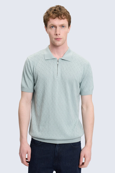 Hatemoğlu Green Regular Fit Polo Collar Cotton T-Shirt