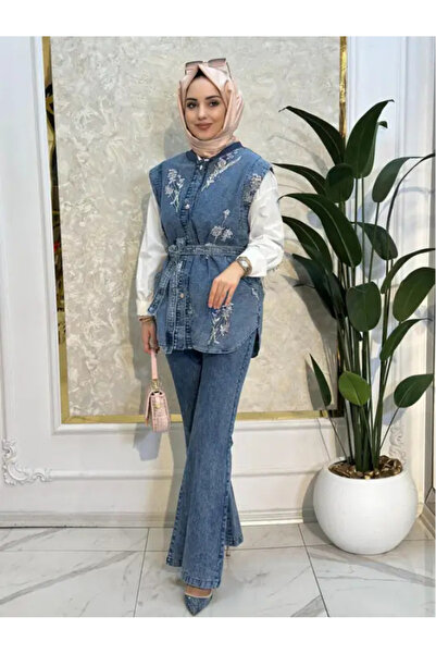 my312 طقم جينز مع سترة مطرزة 9503