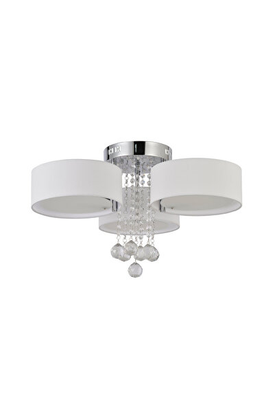 Light Prestige Gambela White Ceiling Flush Mount Lamp, 3x E27 40W, Metal & Fa...