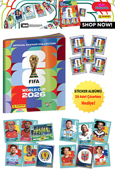 hediyecik Panini FIFA World Cup 2026 Dünya Kupası Resmi Sticker Albümü + 26 A...