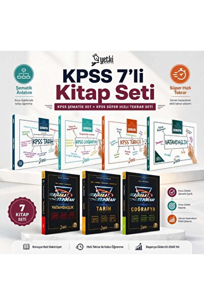 Yetki Yayıncılık KPSS 7'Lİ KİTAP SETİ KPSS ŞEMATİK SET + KPSS SÜPER HIZLI TEK...