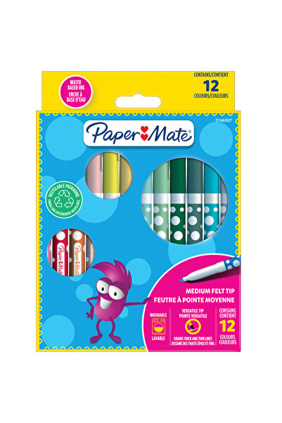 Paper-Mate Set de 12 markere cu vârf de pâslă de mărime medie PaperMate, 2166507