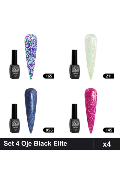 Makeup Set 4 Oje Semipermanente Black Elite 8ml, Global Fashion, Nuante 165 2...