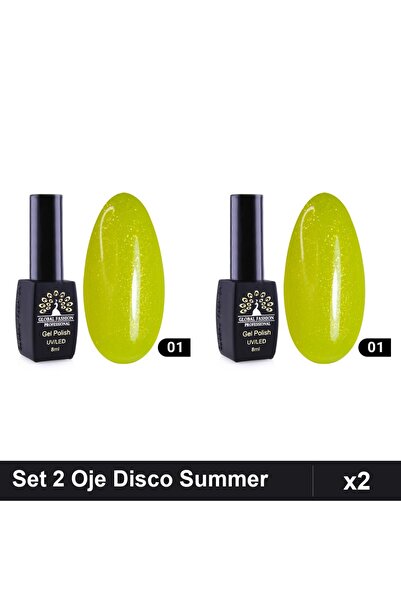 Makeup Set 2 Oje Semipermanente Disco Summer 8ml, Nuanța 01, Manichiură UV/LED