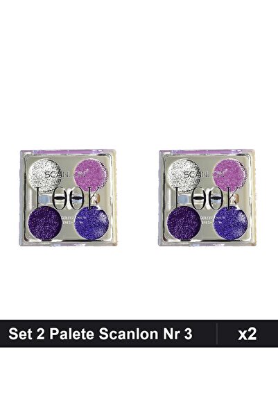 Makeup Set of 2 Scanlon Glitter Eyeshadow Palettes No. 3, Professional Makeup