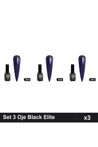Makeup Set 3 Oje Semipermanente Black Elite 8ml, Global Fashion, Manichiură U...