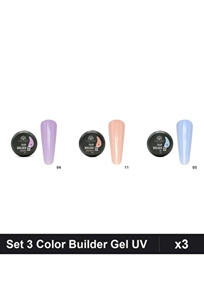 Makeup Set 3 Color Builder Gel UV Global Fashion 15g, Nuante Lavender Creme B...