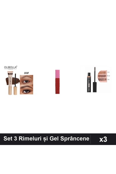 Makeup Set of 3 Olibolla Chocolate Ushas Ruby Rose Black Eyebrow and Eyelash ...