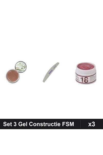 Makeup Set 3 Gel Constructie FSM UV LED 15g, Nuante 29 si 18, Pila EMMA 150/240