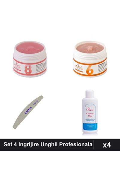 Makeup Set 4 Gel Constructie UV LED FSM 15g 50g, Pila Unghii EMMA, Cleanser S...
