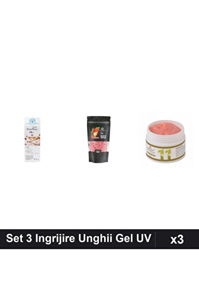 Makeup Nail Care Set 3: Epilation Strips 50pcs, Strawberry Wax 100g, UV Gel 15g