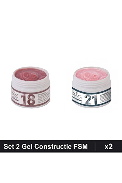 Makeup Set 2 Geluri Constructie UV LED FSM 15g, Nuante 18 21, Manichiura Prof...