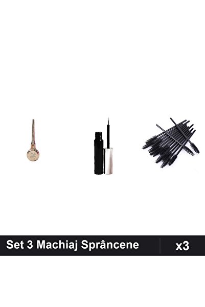 Makeup Set 3 Creion Eyeliner Kiss Beauty, Tus Magnetic Negru, 10 Perii Sprâncene