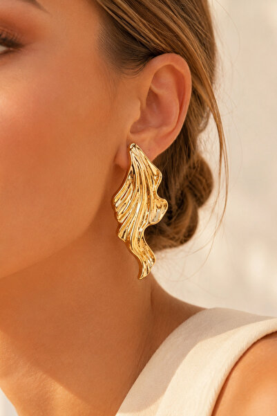 AURRARİ Gold Premium Anti-Tarnish Wide Lightweight Earrings