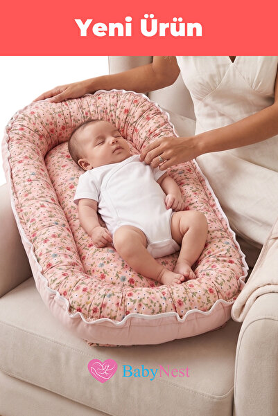 Babynest Premium Oval Bebek Yatağı %100 Pamuk Yenidoğan Uyku Yuvası Ortopedik...