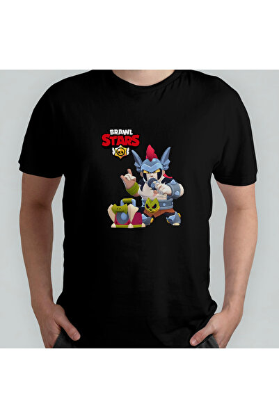 Pixxa Brawl Stars Damian Unisex 100% Cotton Crew Neck T-Shirt Model 1