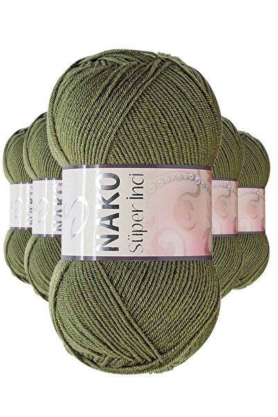 atastore2017 5 Pieces Super Pearl Hand Knitting Thread 100 gr Khaki 4234