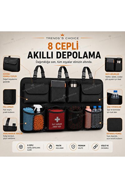 trends's choice 8 Cepli Premium Araç Bagaj Organizeri Koltuk Arkası Düzenleyici