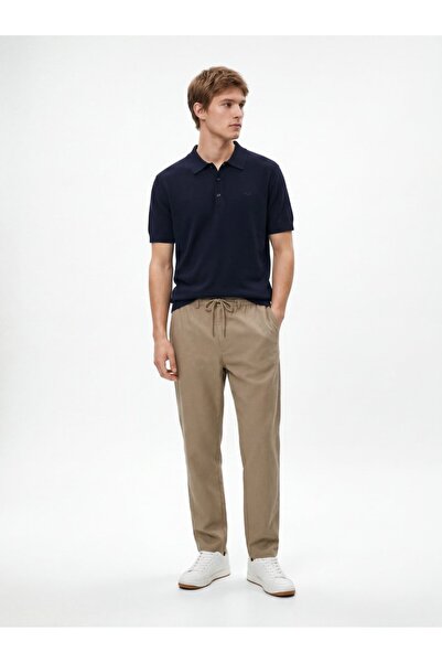 Ltb Basic Beige Trousers with Narrow Legs