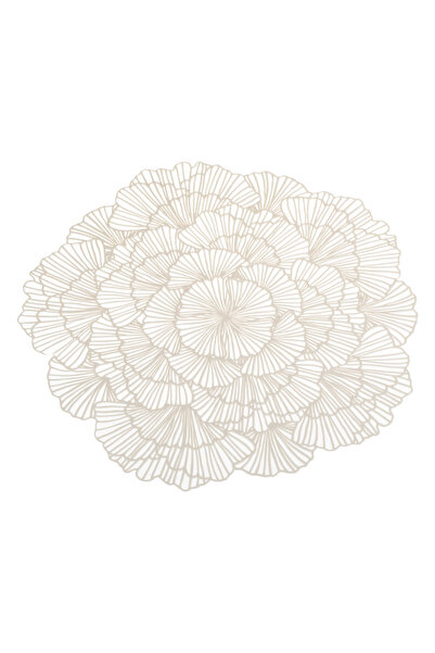 Zumzeria Round Perforated Plate Holder Beige with Flower Pattern Ø38cm