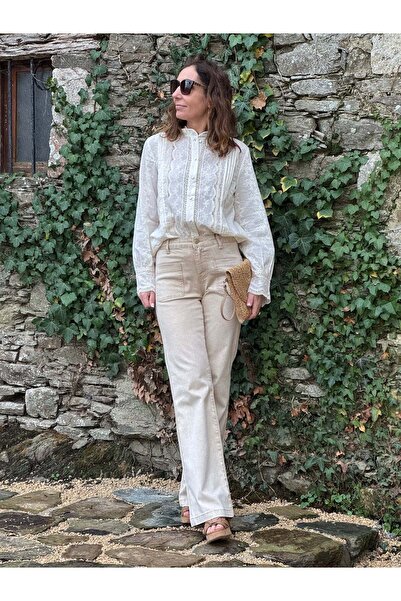 Burcia Çiçek Nakışlı Vintage Gömlek